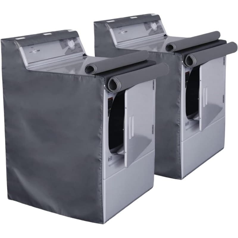 TEMU 1 Pack Outside Washer And Dryer Covers, Heavy-duty Waterproof Dustproof & Washing Machine Cover With Easy Zipper Design, Universal Fit For Most Front-load Machines