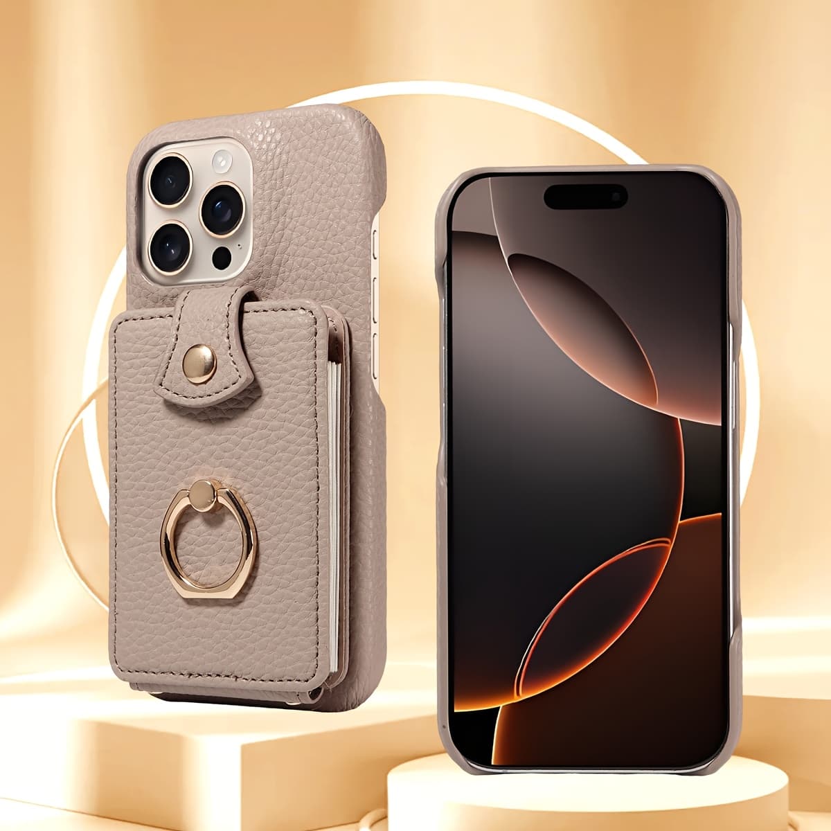 TEMU Phone Case: Synthetic Leather Accordion Flip Cover Case With Ring Stand, Crossbody Strap With Long Lanyard, Multi-card Slots, And Drop-proof Protection For Iphone 17 Pro Max/17e/16/15/14/13/12/11