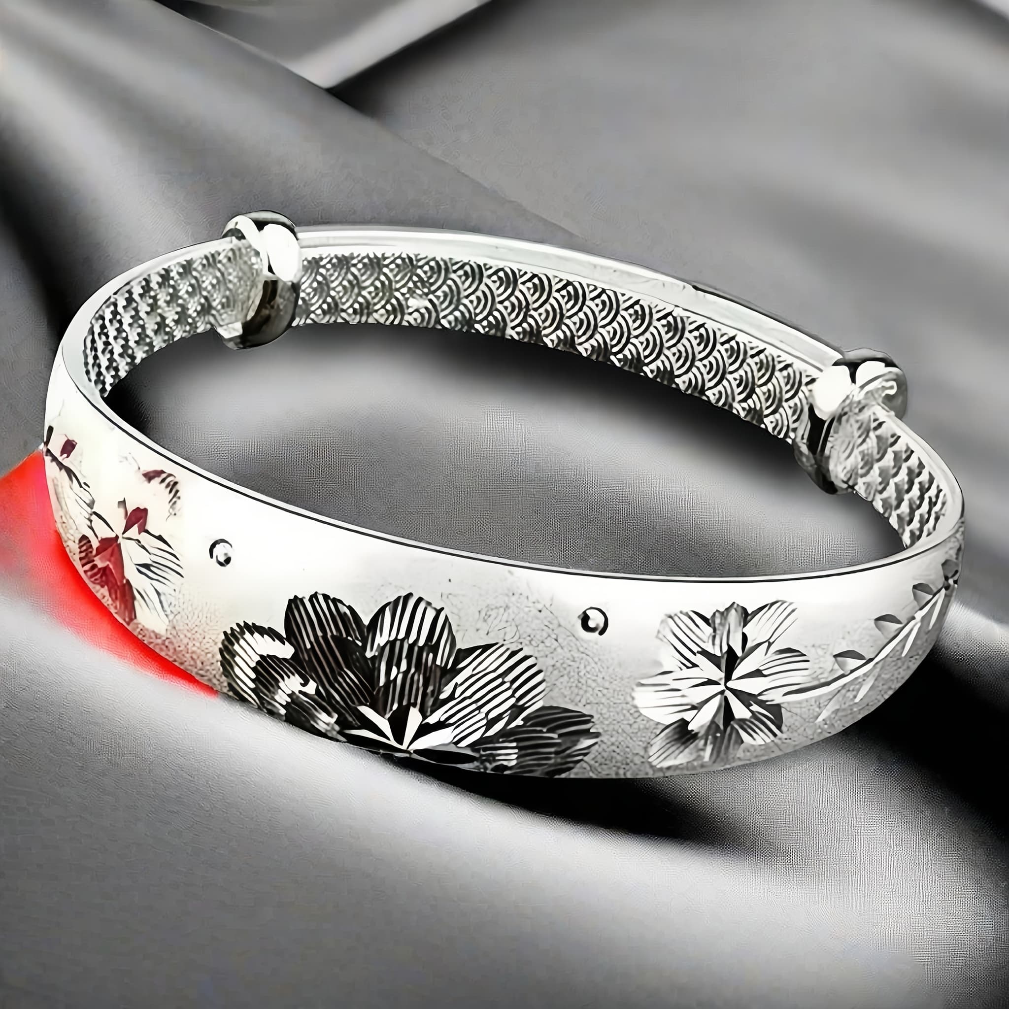 TEMU Silvery S999 Bracelet, Sterling Silvery Bracelet, Women's Bracelet, Mother Style, Adjustable Size, Gift, Silvery