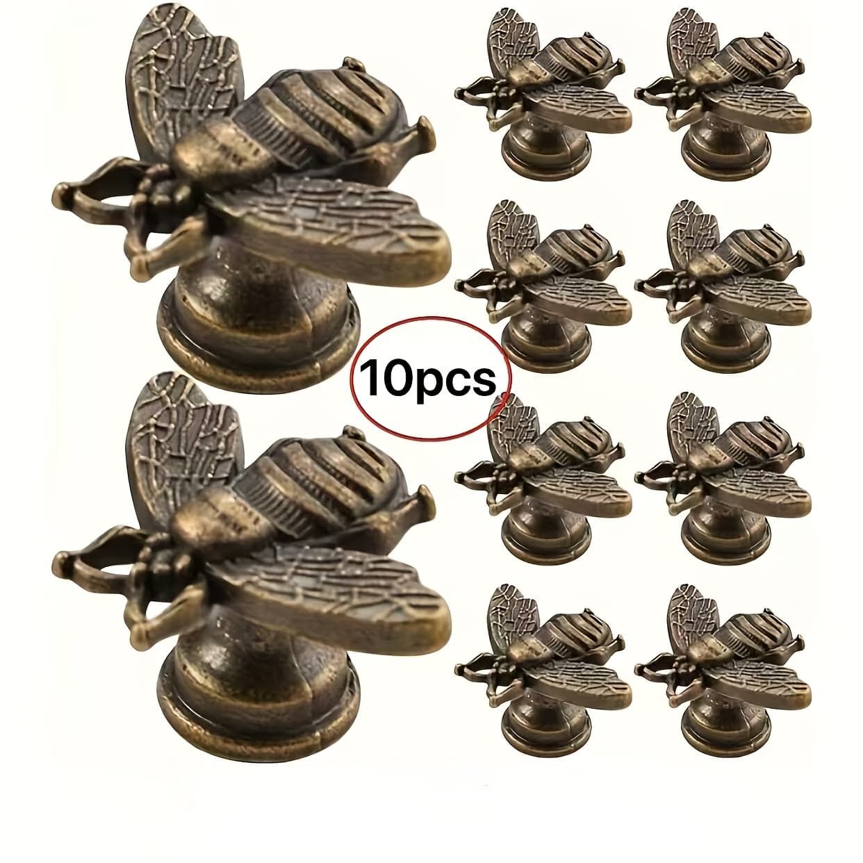 TEMU 10-pack Vintage Bee Cabinet Handles - Polished Alloy Drawer Pulls With Exquisite , Durable And Stylish, Ideal For Home Decor And Kitchen Hardware