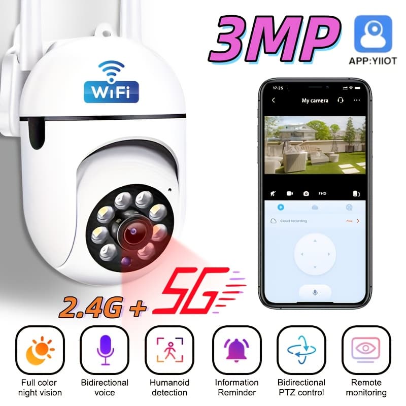 TEMU 3mp Wifi Camera With Night Vision, Bidirectional Audio, Humanoid Detection, Information Reminder, And Remote Monitoring