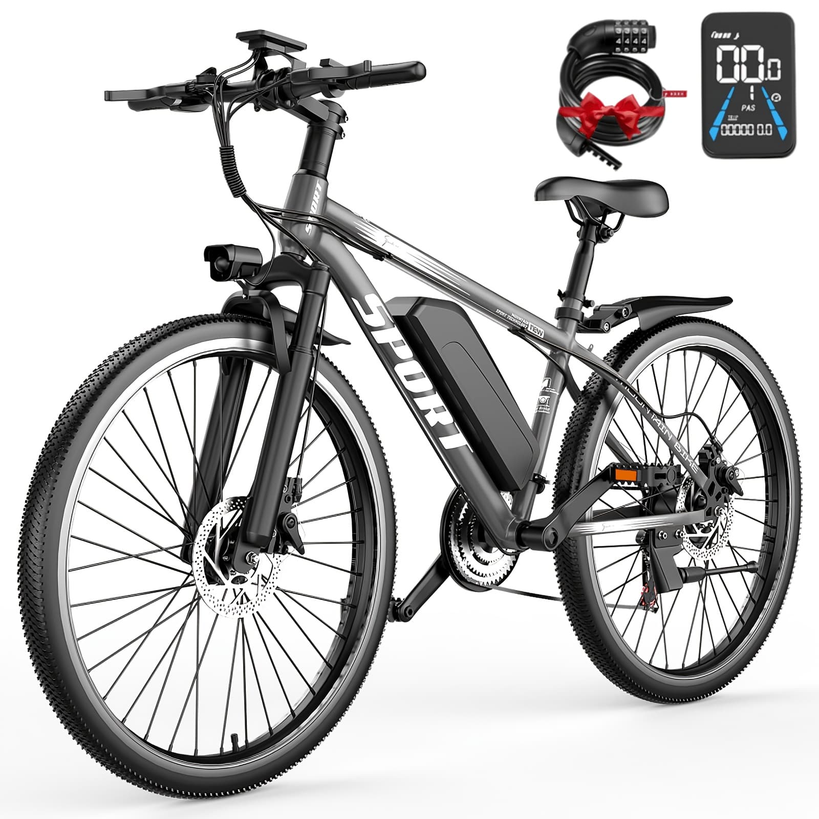 TEMU 27.9mph 26'' Electric Mountain Bike - 749w Motor, 48v 10.5ah Removable Battery, 7-, Lcd Display, Disc Brakes, 365 Lbs Capacity - Off-road & Commuting Bicycle For Adventure