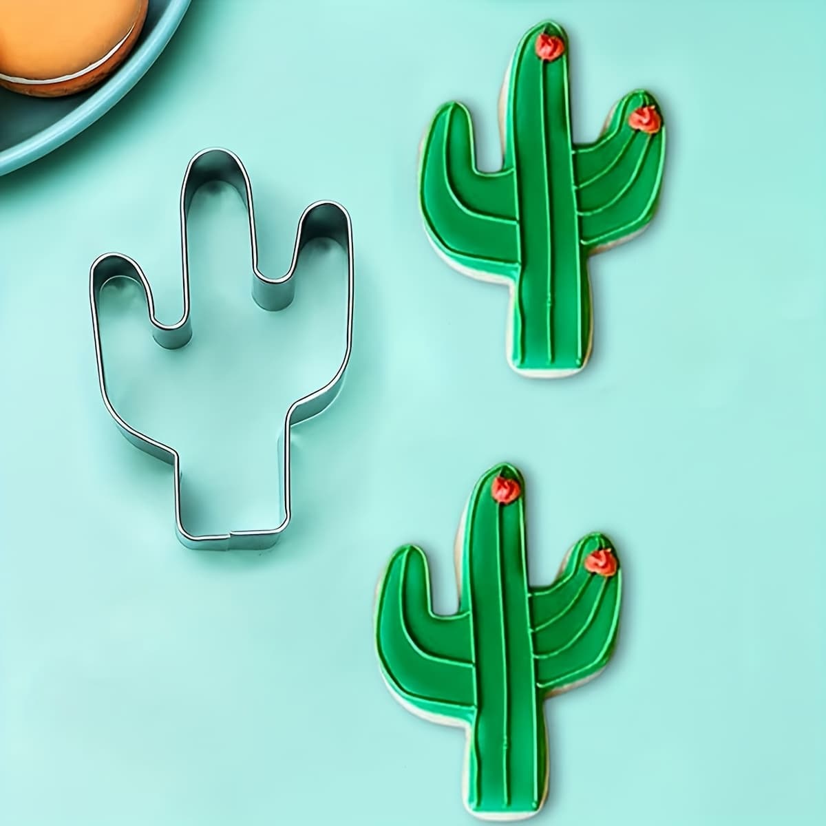 TEMU 1pc Of Stainless Steel Cookie Cutter In Of A Mexican Hat And Cactus For Cake Making