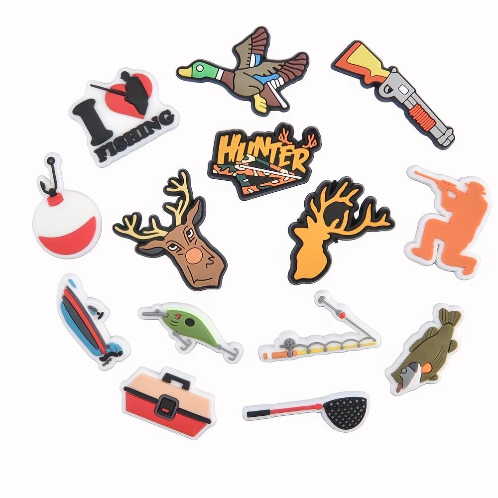 TEMU Hunter Shoes Charms For Men Fishing Shoe Decoration For Dadoutdoor Clogs Accessorieslovers Fish Shoes Pinsbirthday, Christmas, Party Gifts