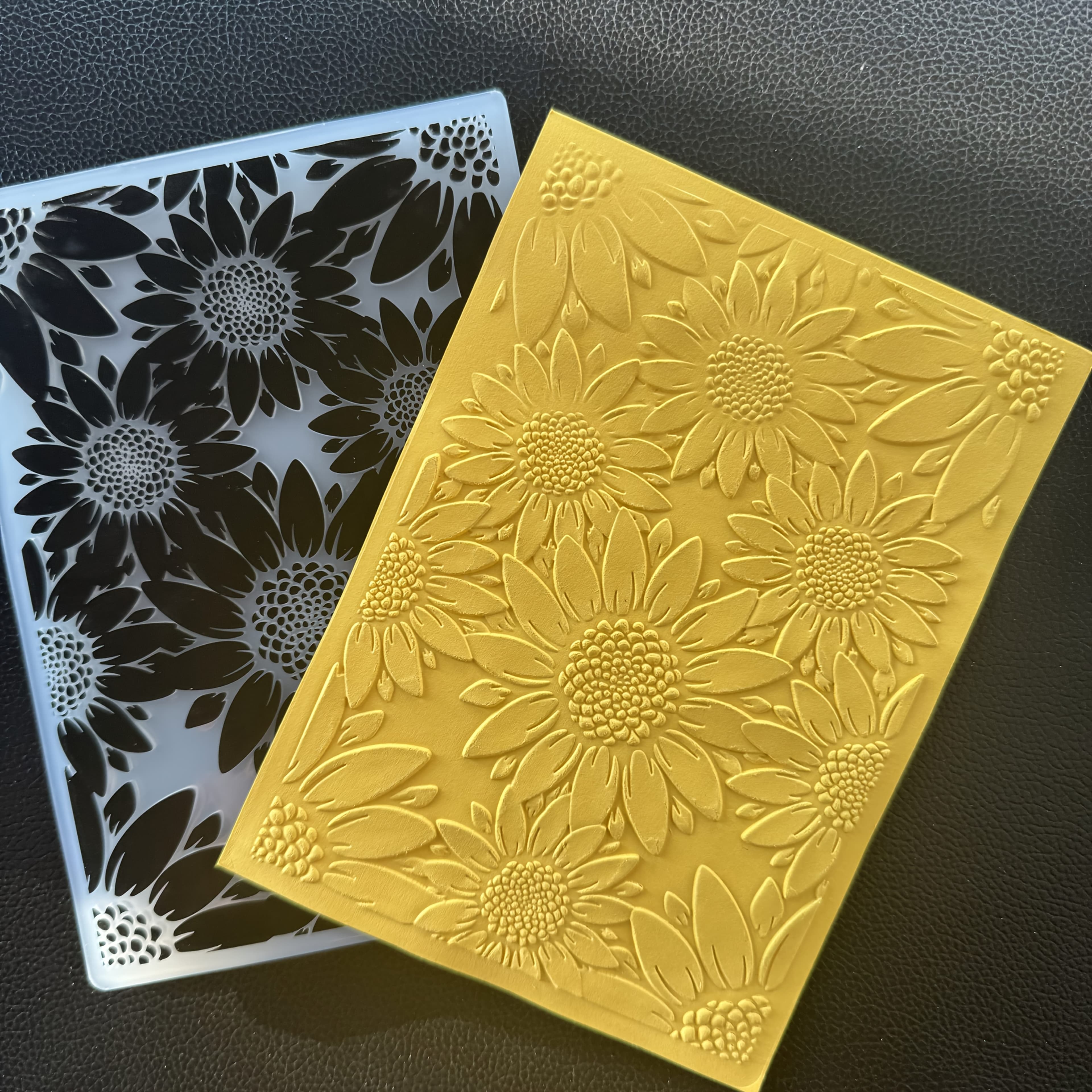 TEMU /summer Floral Texture Embossed Plastic Embossing Template Paper Craft Sunflower Daisy Embossing Board Tool