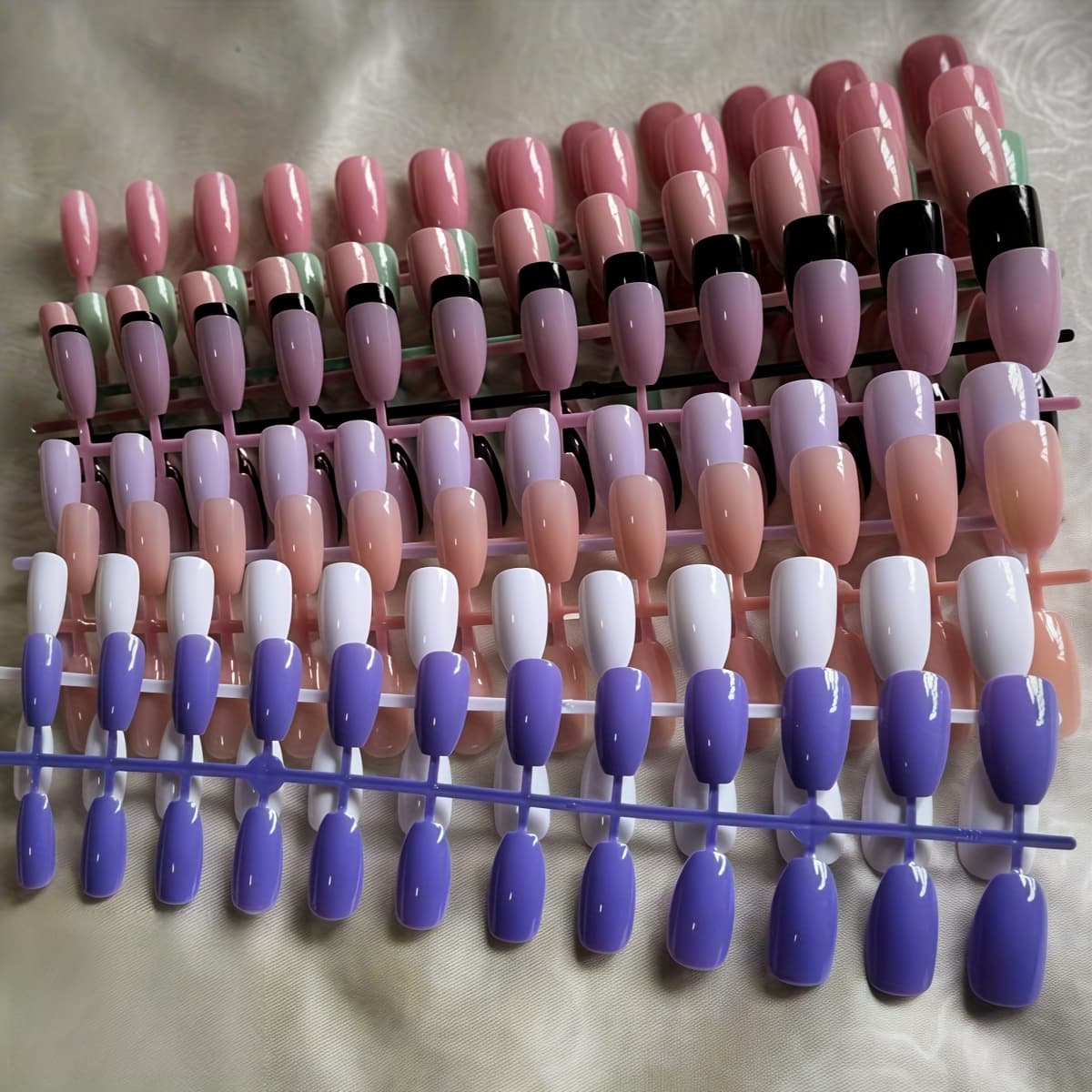 TEMU 120pcs Mixed -shade Ballet -on Nails, Solid Full-coverage Fake Nails For Women And Daily Wear, Glossy Finish, Removable Artificial Nails, Suitable For Holiday Parties, Daily Wear, And Friend