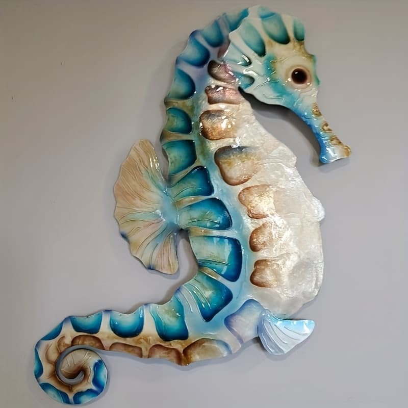 TEMU 2d Flat, Metal Seahorse Ocean Theme Wall Art, Metal Area Sea Life And Beach Theme Coastal Decor For Home, Interior, Bedroom, Living Room, Kids Room, Aquarium Decoration, Gift For Marine