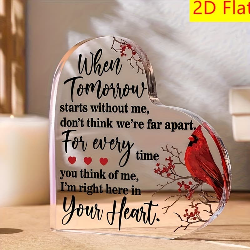 TEMU 2d Flat, 1pc Memorial Gift Acrylic Heart Decorative Plaque With - Memorial Condolence Gift For Loss Of A In Heaven, Sympathy Bereavement Remembrance Gift, Home Tabletop Decor