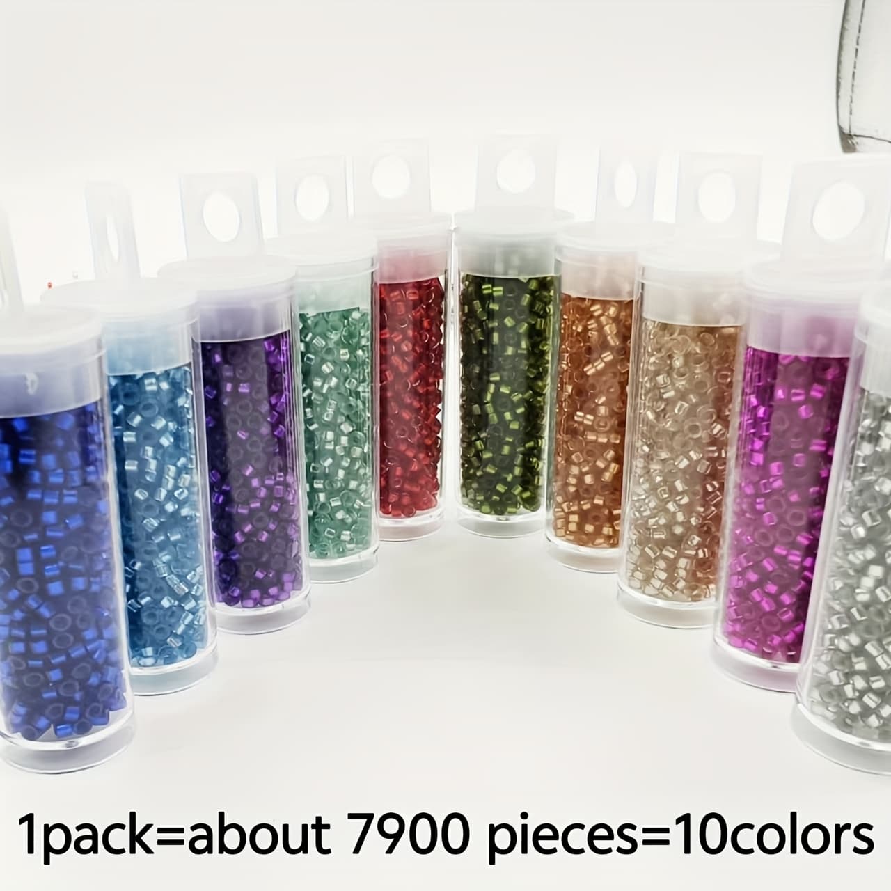 TEMU 7900pcs 10 Tubes/set 2.5mm Bohemian Style Glass Seed Beads, 10 Uniform Colors For Clothing Embroidery And Handmade Accessories, Each Bead In Size
