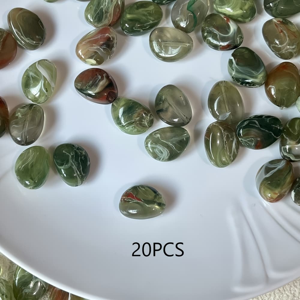 TEMU 20 Acrylic Imitation Jade Beads, Irregular , Suitable For Making, Handmade Bracelets, Necklaces, And Bead , Fashion Bead Design, Beads & Bead Assortments