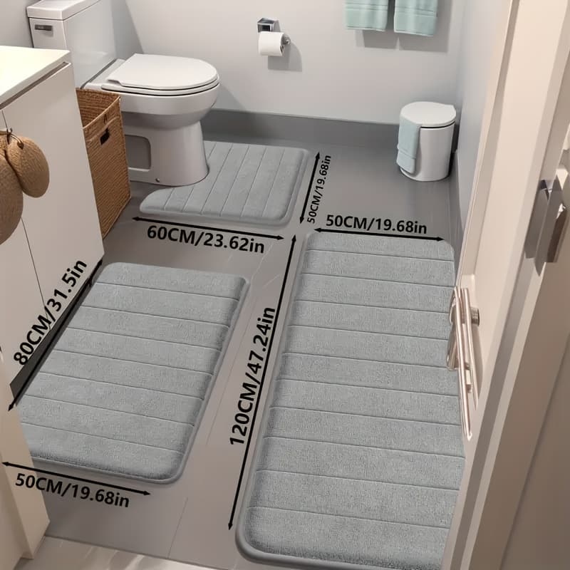 TEMU 3pcs Bathroom Mat Set - Non-slip, Soft, Quick-drying, Absorbent Bath Rug For Luxury Bathroom Flooring Accessories