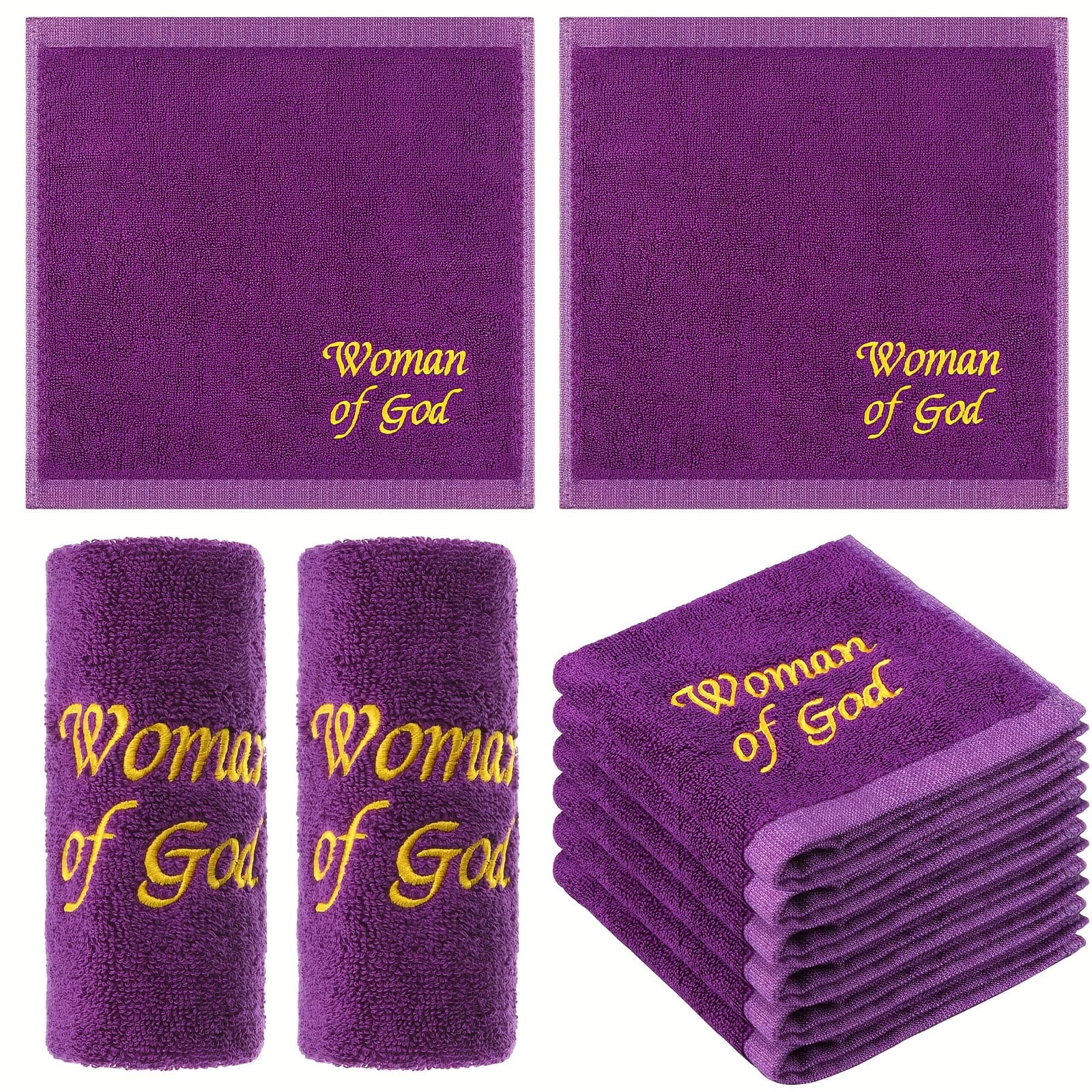 TEMU 6pcs Pastor Towels For Men Pastor Hand Towels Woman Of God Handkerchiefs Church Clergy Handkerchief (purple, Wash Cloths