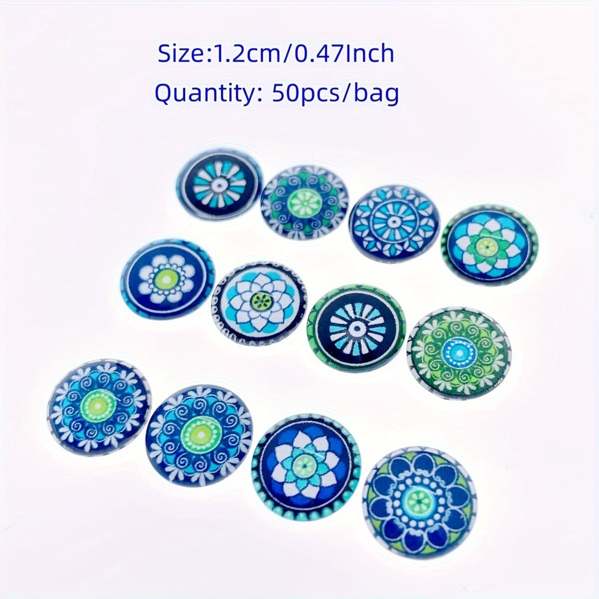 TEMU 50pcs(25pairs) 12mm Mix Styles Round Glass Cabochons Jewelry , Diy Craft Materials