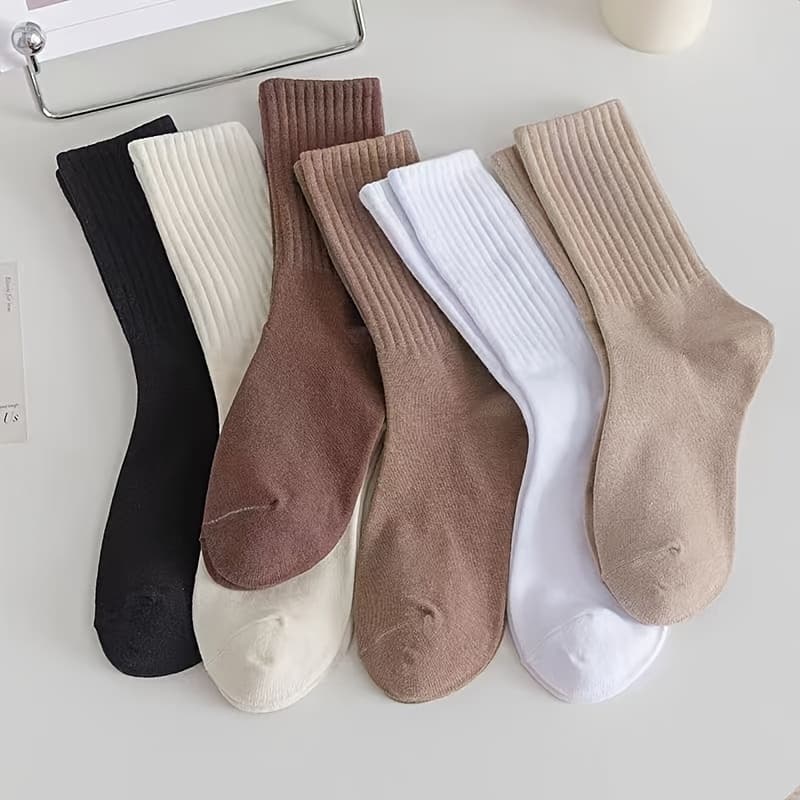 TEMU 5 Pairs Of Women's Socks, Made Of Sheer Pure, Casual, Mid Length, Cute, Women's Ankle Socks, Women's Socks, Casual Boots And Socks, Women's Gifts, Mid Length Boots And Socks, Women's Long Socks