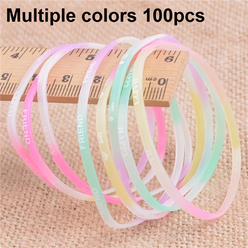 TEMU 100pcs -the-dark Bracelets, Luminous English Letter Nightlight Silicone Bracelets, Party Additions, Friend Gifts