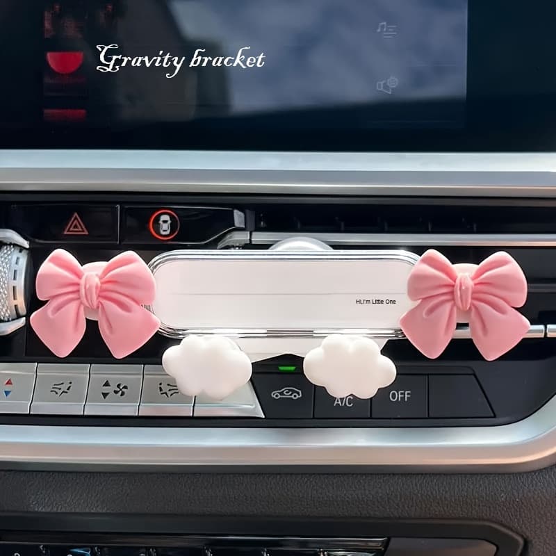 TEMU Car Phone Holder Car Air Vent Navigation Support Bow Creative Car Interior Decoration Women' Gravity Phone Stand