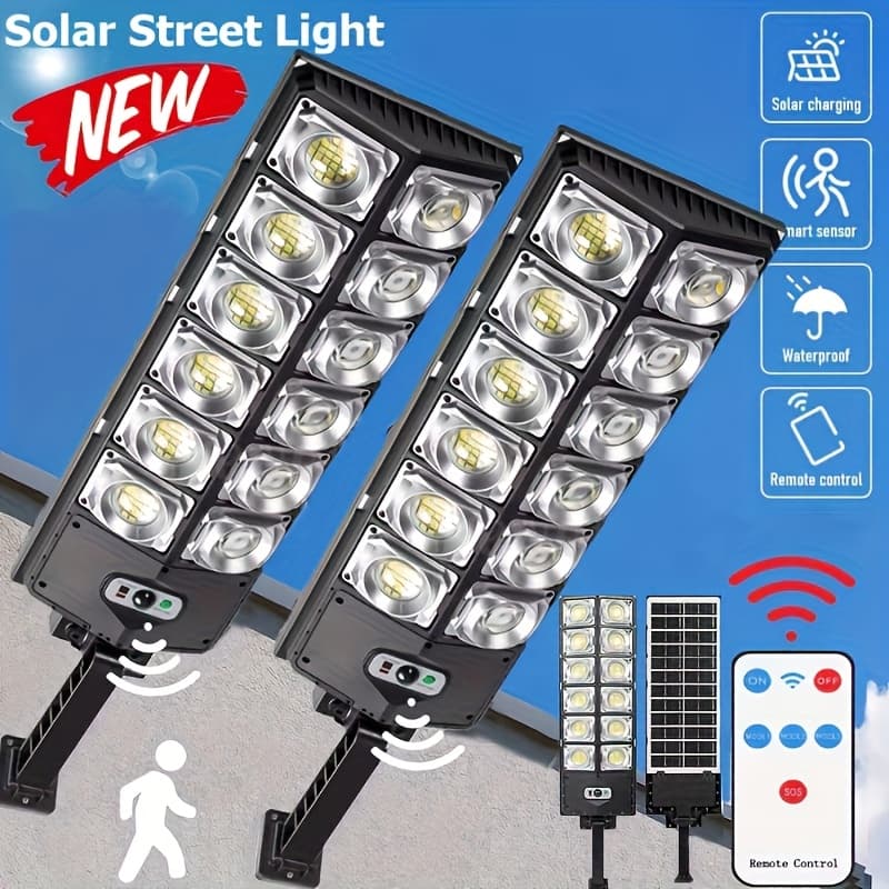 TEMU 2pack New 504led Solar Outdoor Lights, Super 6500k Brightness, Sensing Mode, Suitable For Street Lights, Courtyard Garden Decorative Lights, Garages,