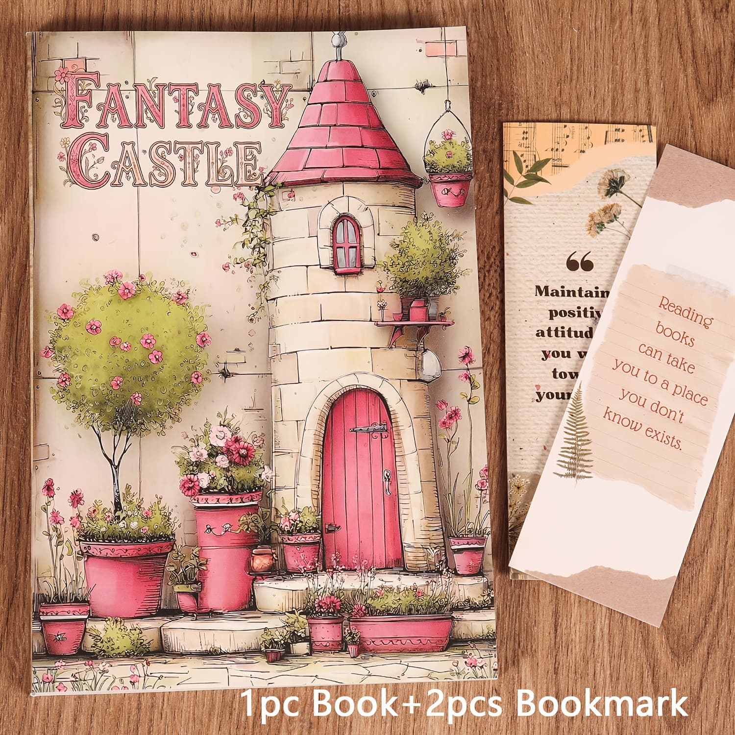 TEMU Jaiiman A5 96 Pages (non-repeating Patterns) Fairy Castle Junk Journal Notebook With 2 Bookmarks, Featuring Patterns, For Scrapbooking, , Paper Craft