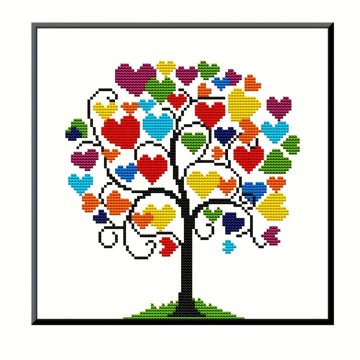 TEMU 1 Complete -in- Adult Cross Stitch Embroidery Kit With 12×12 Fabric Hoop - Beginner-friendly Diy , Pre-printed Plant Tree Patterns & 3-thread For Cross-stitching (for) - 11ct Hoop, 12×12in