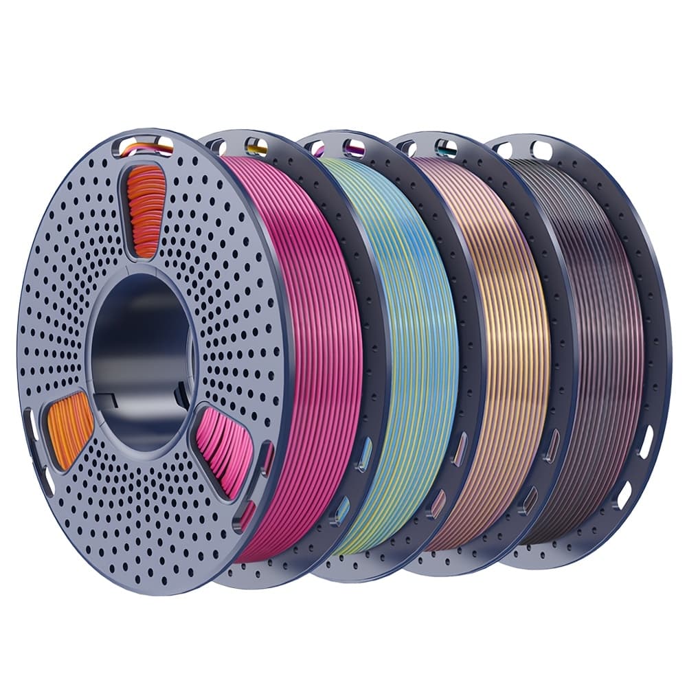 TEMU Pla+ Four-color Filament 1.75mm 250gx4 Spool, Glossy Multicolor Pla Plus 3d Printing Filament Set, Black Gray Red Yellow + Red Black + Blue Purple Orange Yellow + Blue Golden