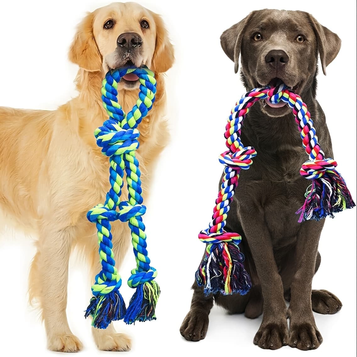 TEMU Dog Rope Toys For Large And Medium Aggressive Chewers, 2 Pack Heavy Duty Dog Rope Toy For Large Breed, Indestructible Dog Chew Toys, Tug Of Toy