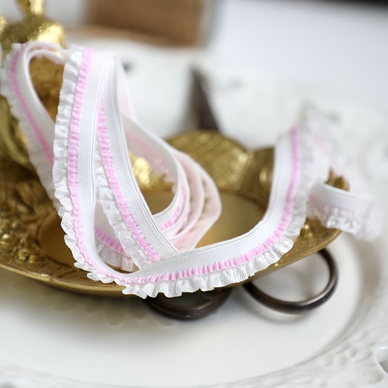 TEMU 1.1cm X 1m Mini Double-layer Elastic Sewing Trim Single-sided Ruffle Lace For Clothing Additions