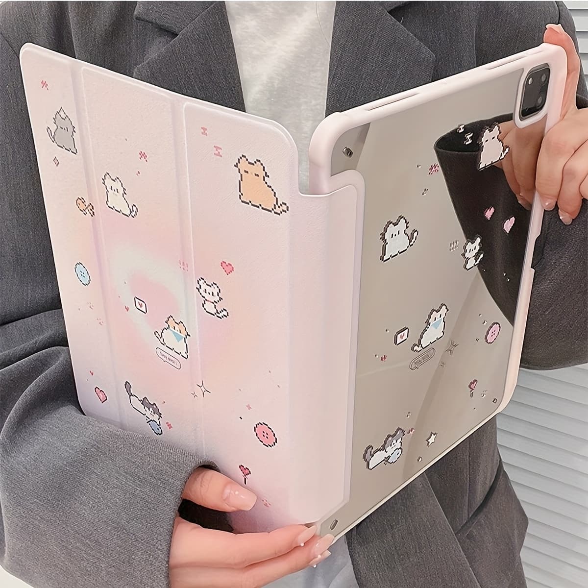 TEMU Case For Ipad For Ipad, Electroplated Mirror Small Animal 2-in-1 Tablet Stand, Suitable For Case For ///pro11/10th/10.9/9.7