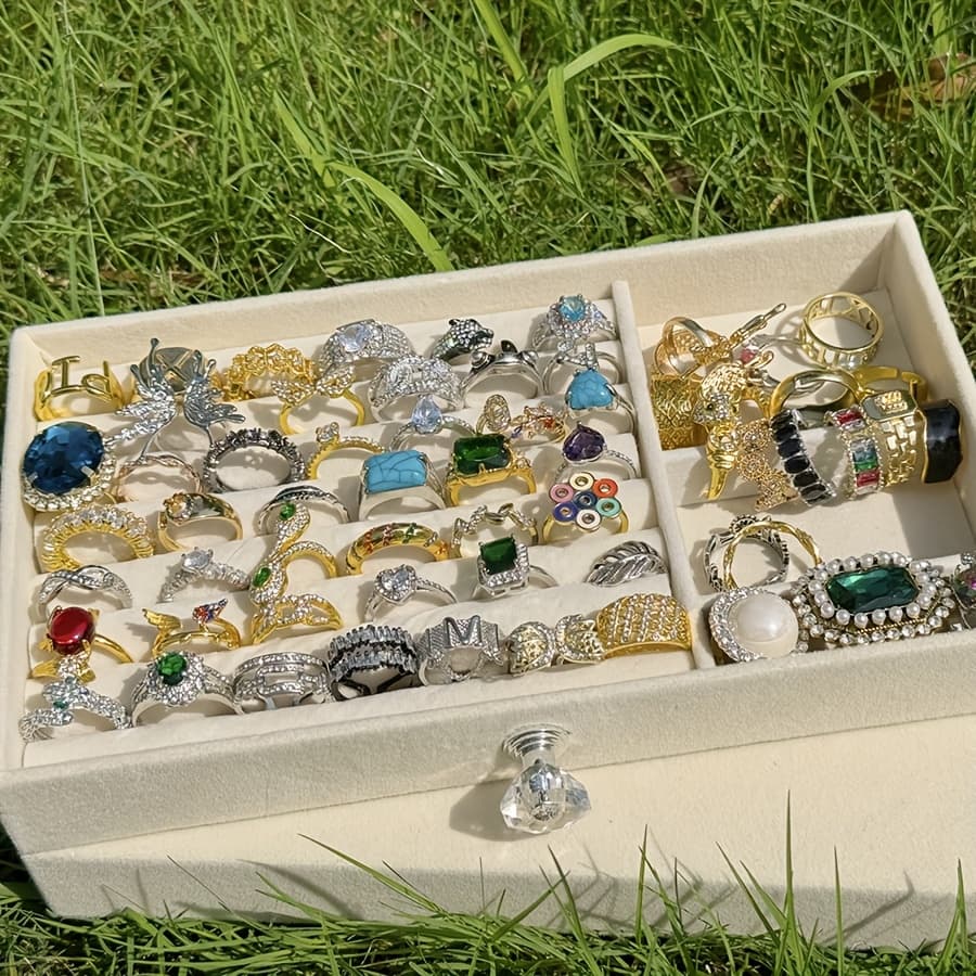 TEMU 10pcs Of Stainless Steel Stackable Rings With Colorful Artificial Gemstones - Durable, Hypoallergenic, And Adjustable. Perfect For Ladies As Party Gifts, Matching Casual Outfits, And For Gifting