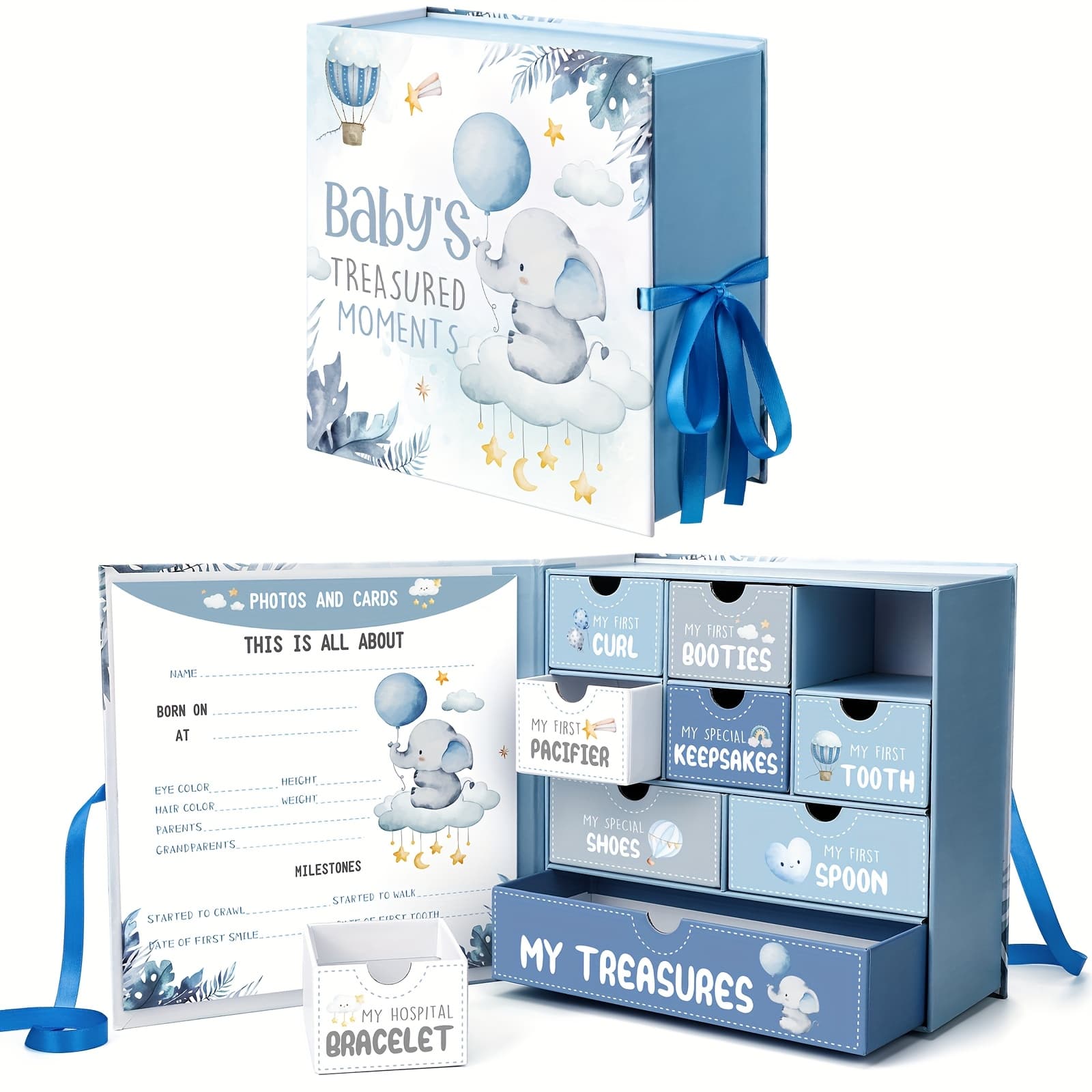 TEMU Gift For Her/him Keepsake Box For Organizer With 9 Labeled Compartments First Keepsake Book Gender Neutral Gifts