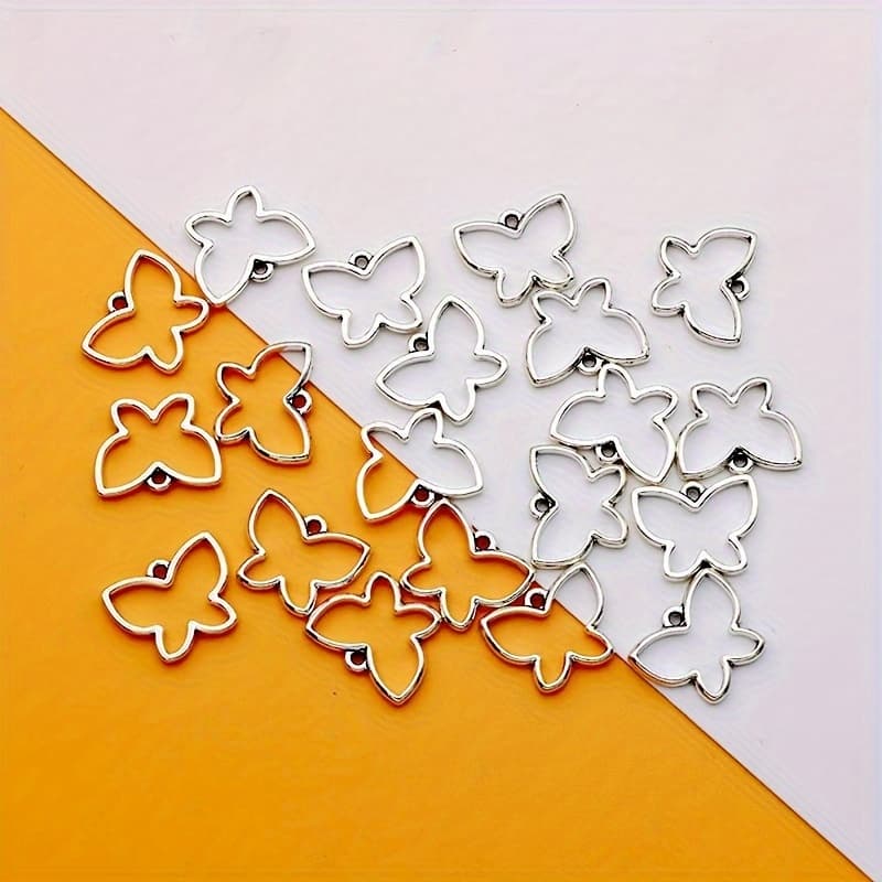 TEMU 20pcs Of Hollow Charms Made From Alloy Ancient Silvery Tibetan End, Suitable For Bracelets, Earrings, And Necklaces
