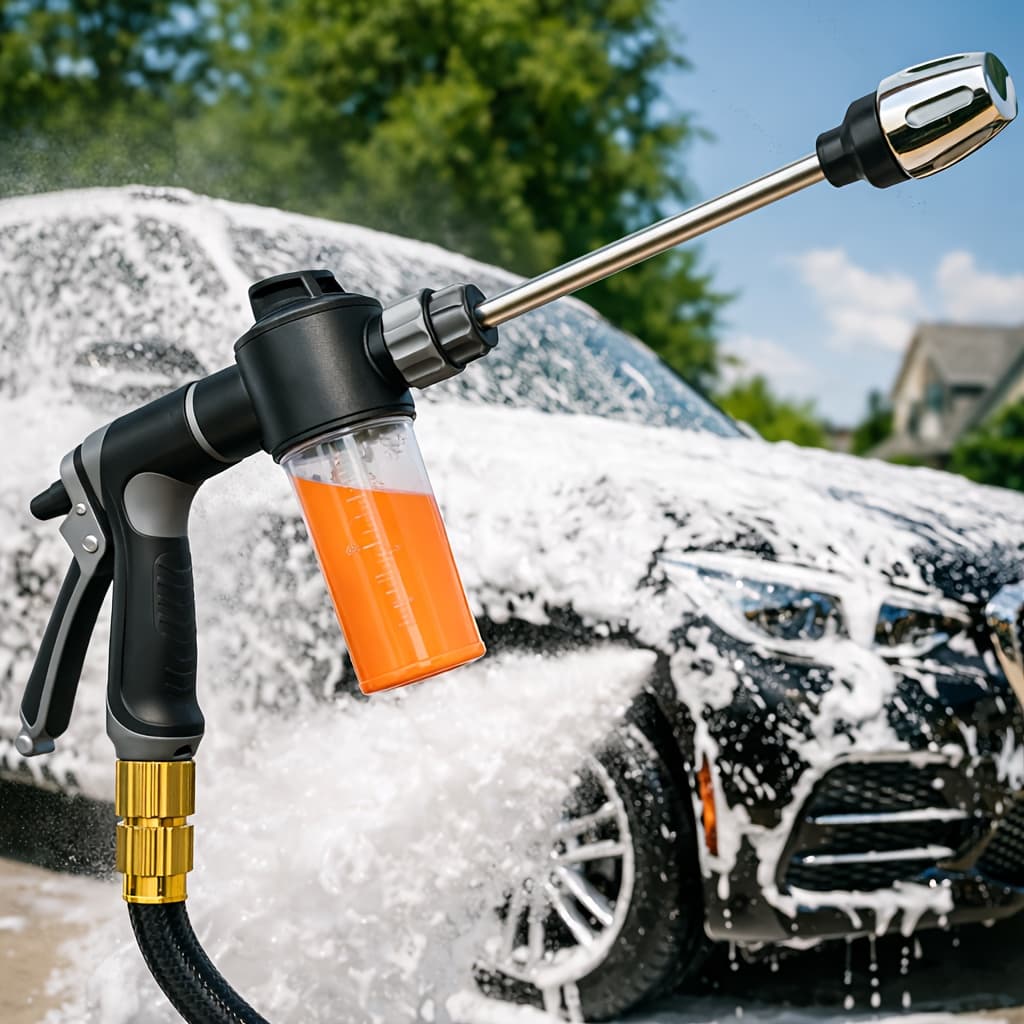 TEMU High-pressure Car Wash Gun With Long Reach Lance Durable Water Hose Nozzle, Adjustable Spray Patterns, Leak-proof Design For Trucks, Suvs, Rvs, Driveways, Decks & Garden Cleaning