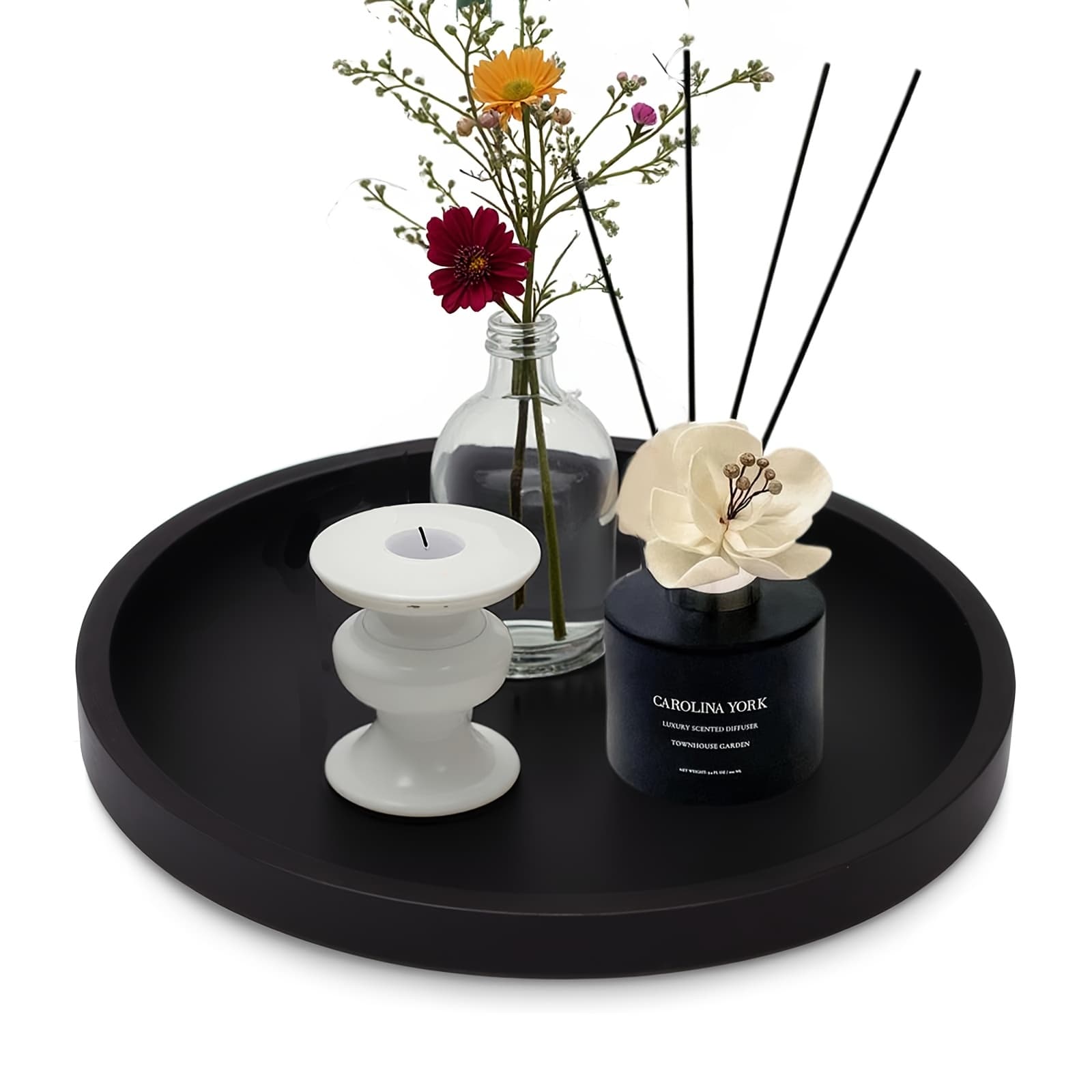 TEMU 9-inch Silicone Bathroom Tray Round Vanity Tray Decorative Soap Holder Kitchen Countertop Organizer Coffee Table Decor For Candle, Perfume, Plant,
