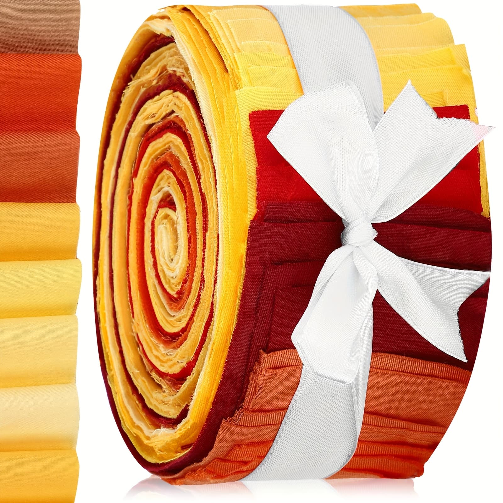 TEMU 40pcs Pcs Precut Jelly Roll Fabric - (yellow, Orange, Red) 2.6-inch Suitable For Diy Quilting, , For Crafting Blankets, Cushions & Borders