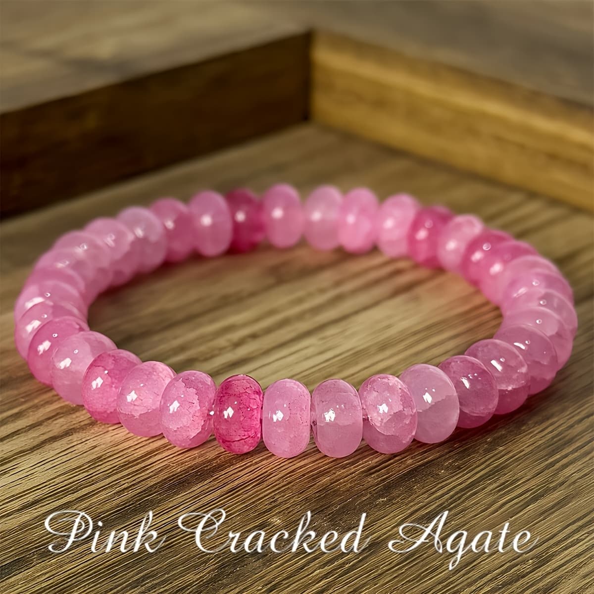 TEMU 1pc Cracked Agate Bead Bracelet - Cute And Sexy Natural Stone Jewelry, Birthstone Gift, Suitable For Daily Wear And Special Occasions