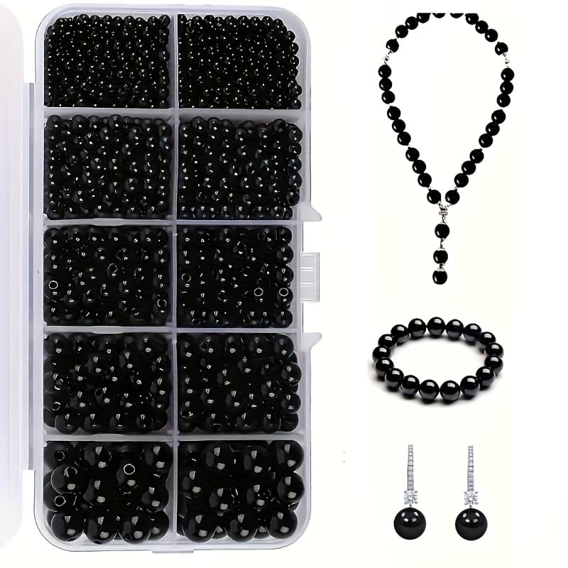 TEMU 1600pcs Bead Set In 3/4/5/6/8mm Sizes, With Dividers, Used As Small Gifts, Bracelet Making, And Diy Bead Jewelry Supplies