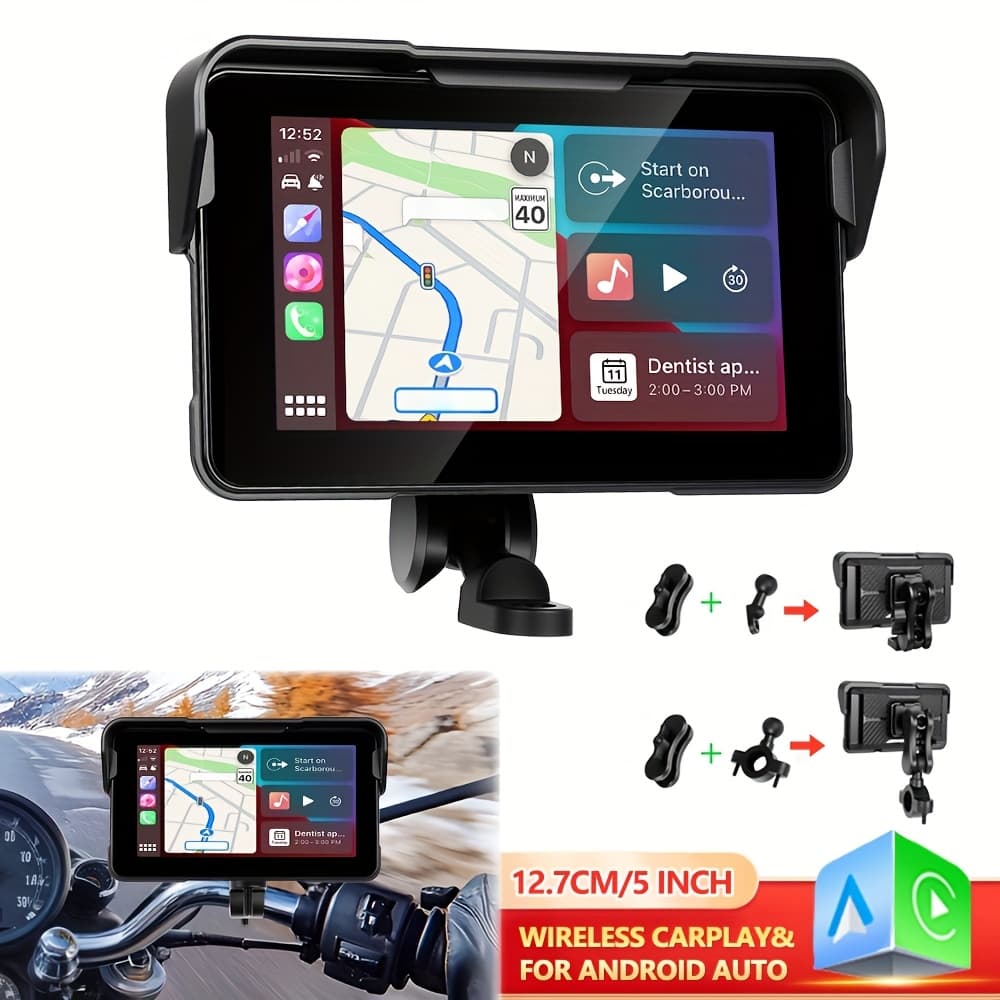 TEMU 5-inch Motorcycle Gps Screen Carplay Portable Smart Player Supports Auto And Carplay With Large Adjustable Angle Bracket