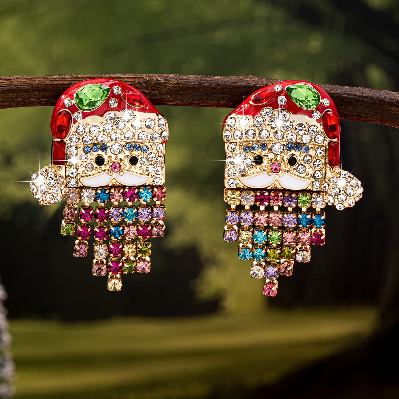 TEMU Latest Style Christmas Santa Claus Full Stud Earrings