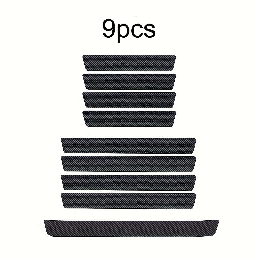 TEMU 9pcs Car Door Sill Protectors: Carbon Fiber Vinyl Wrap Stickers For Protection!