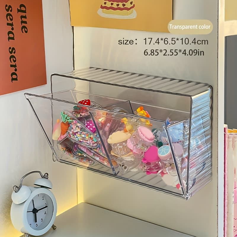 TEMU 1pc Hair Accessory Storage Box Wall-mounted, Suitable For Grabbers, Hair Clips, Hair Bands, Hair Ties, Bands And Jewelry Boxes. Without Drilling. Wall-mounted Storage Box, Cosmetic Storage Box