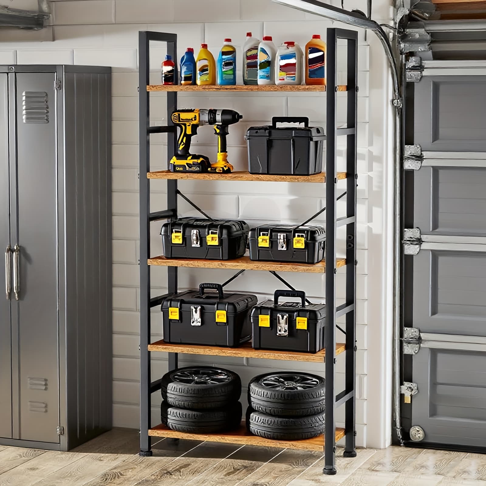 TEMU Metal Storage Shelving Unit, 5-tier Heavy Duty Garage Rack, Home Shelf, Freestanding Industrial Storage Organizer For Bedroom Home Office Room, Storage Racks