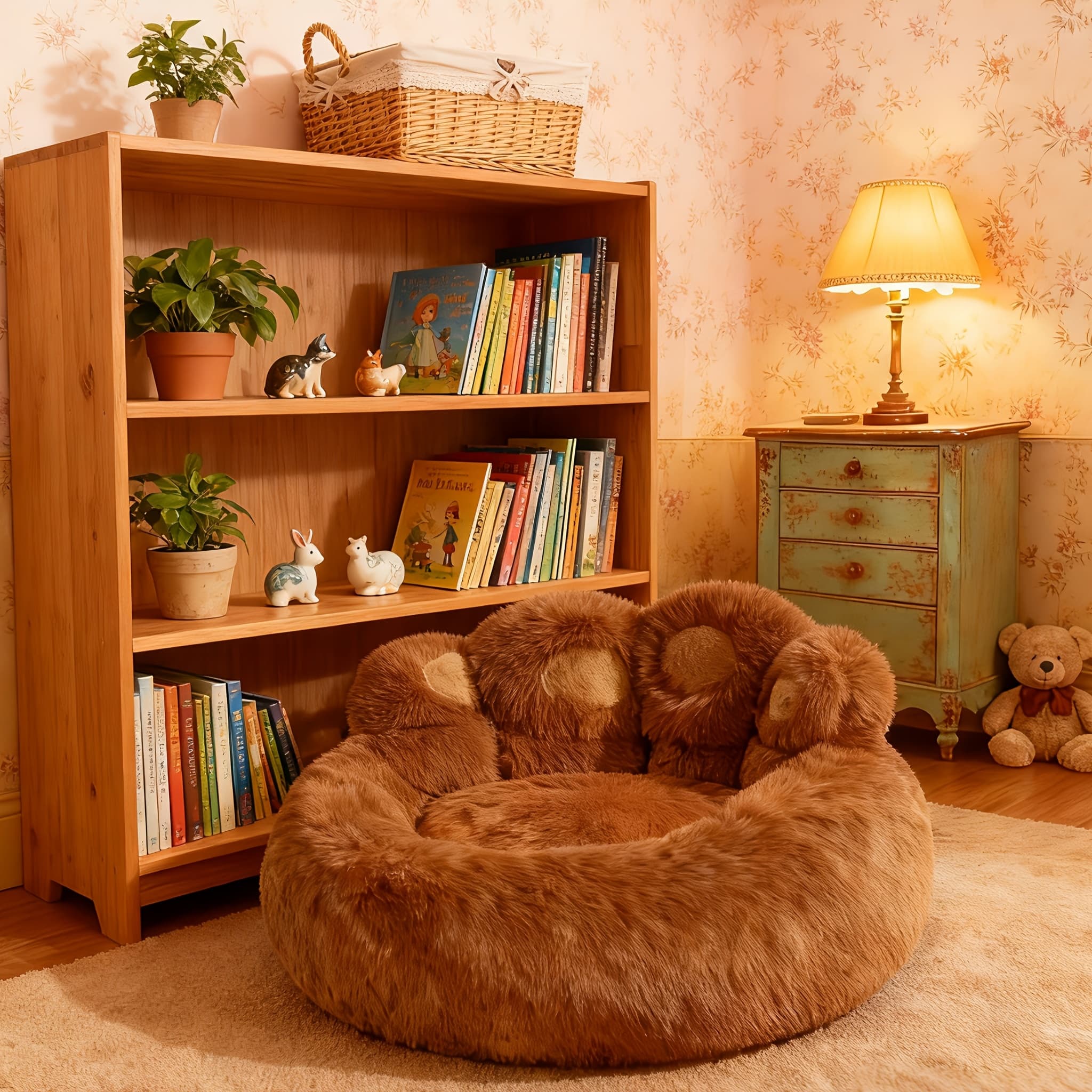 TEMU Cute Brown -shaped Bed, Soothing Pet Bed, Warm, Comfortable, And Soft Mat, Non-slip Plush Cat And Dog Bed, Suitable For Small, Medium, And Large Dogs.