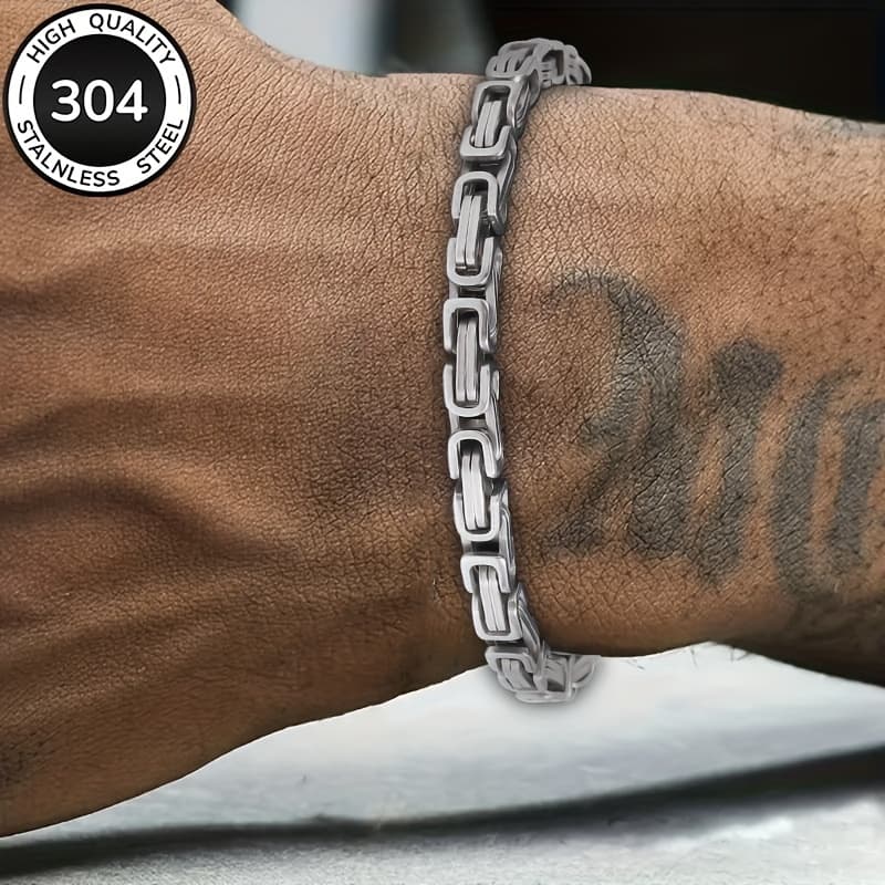 TEMU 304 Stainless Steel Men's Bracelet, Chain Bracelet, King Bracelet - Men's High-quality Bracelet, Men's Wristband, Men's Jewelry, Men's Accessories