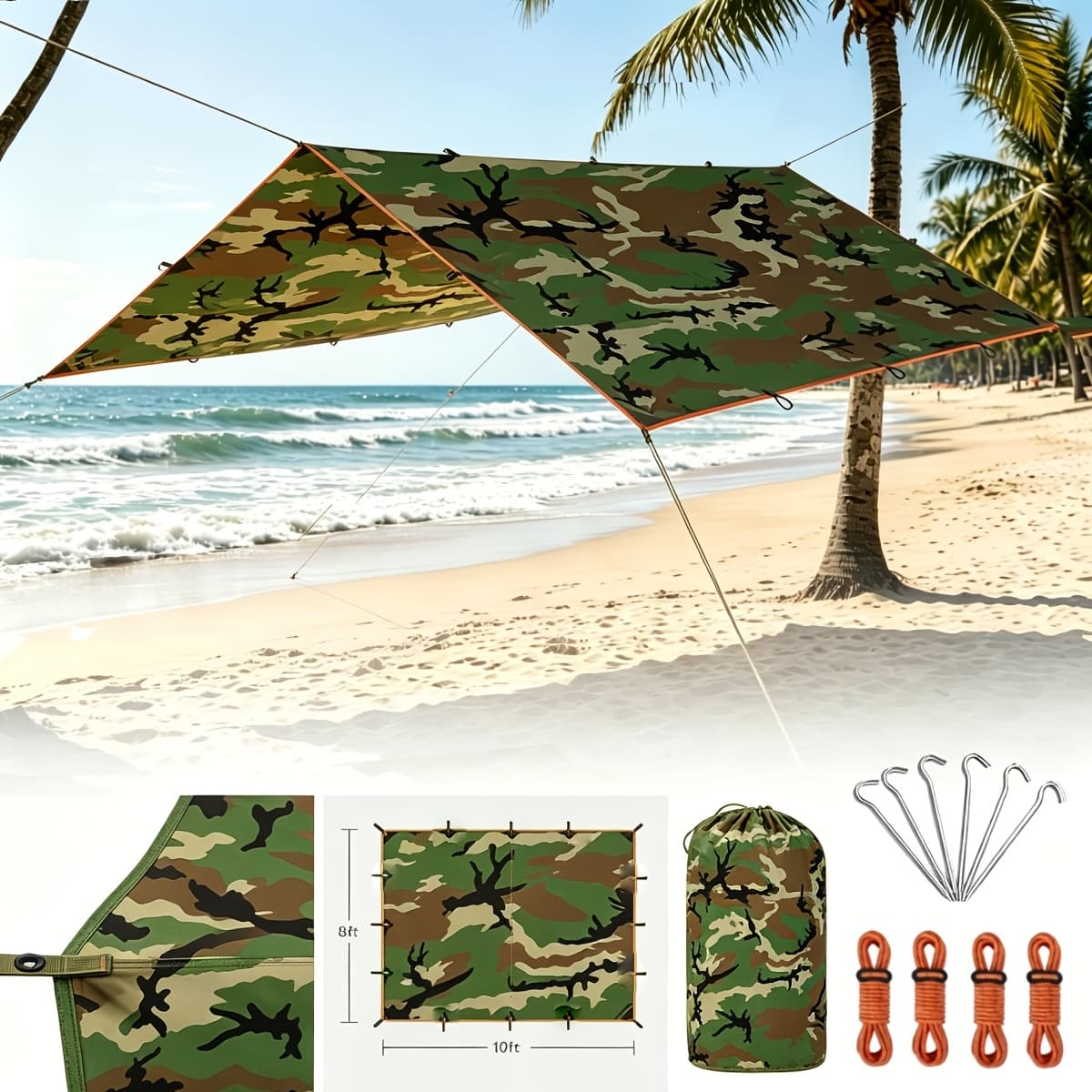 TEMU Outdoor Camping Tarp Canopy Backpacking High Quality And , Portable, Foldable Tent For Garden, Hiking, Outdoor Survival