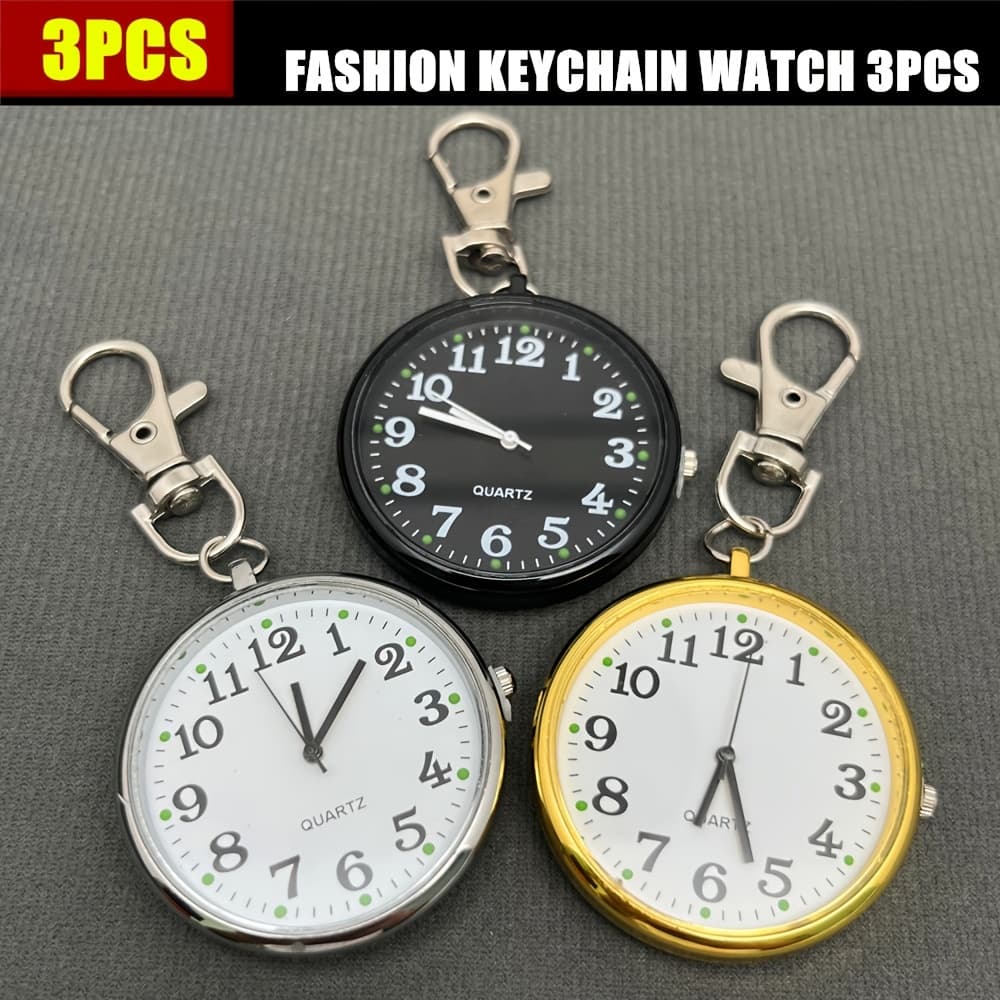 TEMU 3pcs/set Keychain Watch Combination, Watch, Outdoor Backpack Watch, Time Keychain,
