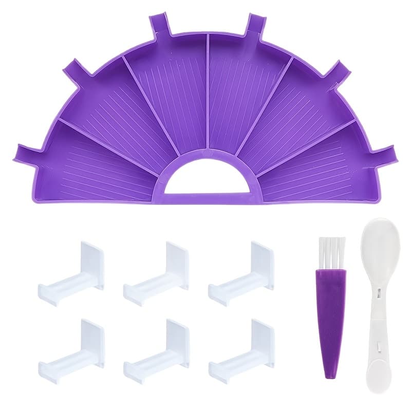 TEMU 9pcs Diamond Painting Tray Set - Multi-functional Purple Semi-round Diamond Disc For Diy Nail Art And Embroidery, Durable Plastic Sieve Tool With Colorful Dividers, A Must-have For Crafting