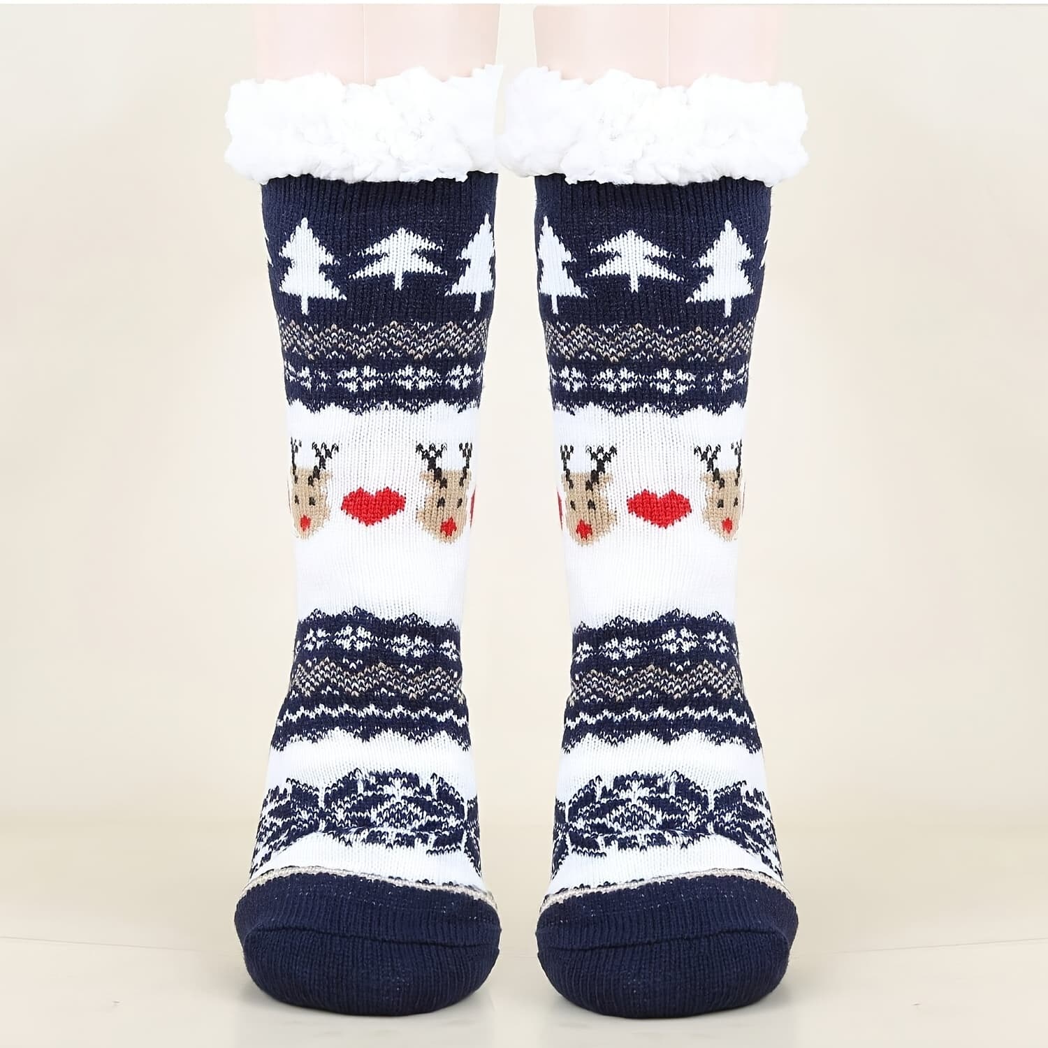 TEMU A Pair Of Thickened Fleece Socks For Women, Suitable For Autumn And Winter, Designed For Home Use With A Non-slip Bottom, Perfect For Keeping Warm During The Months