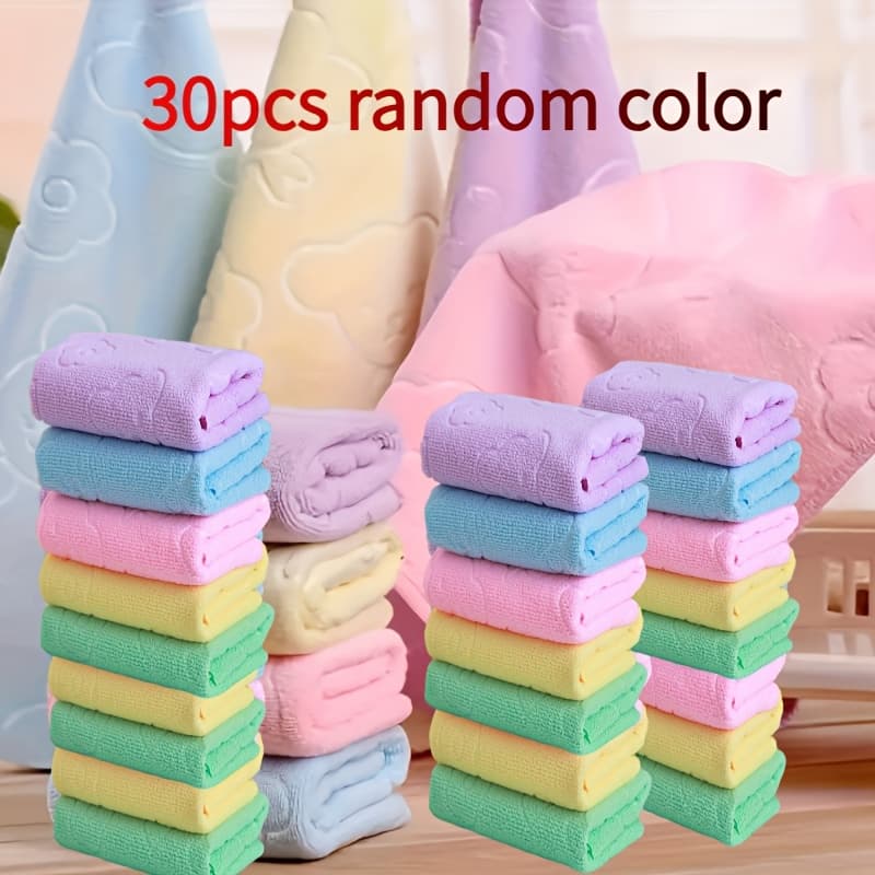 TEMU 30pcs Printed Portable Face Towels And Hand Towels Reused - Soft And Quick Drying Pink, Green, Holiday Gifts，random Color