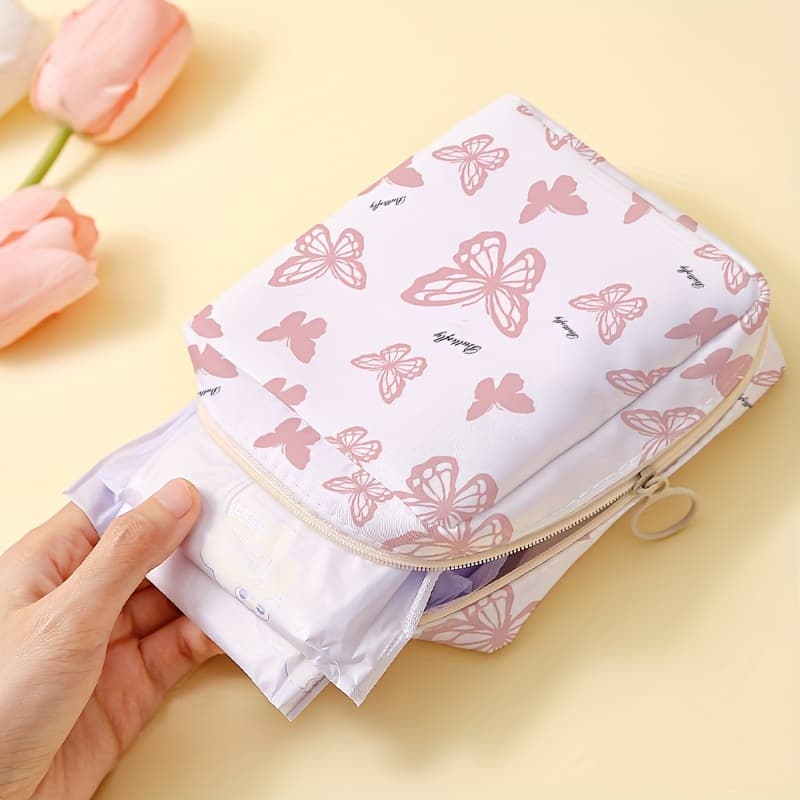 TEMU Pattern Printed Portable And Large Capacity Sanitary Pad Storage Bag, Candy And Storage Bag, Lightweight Multi-functional Bag