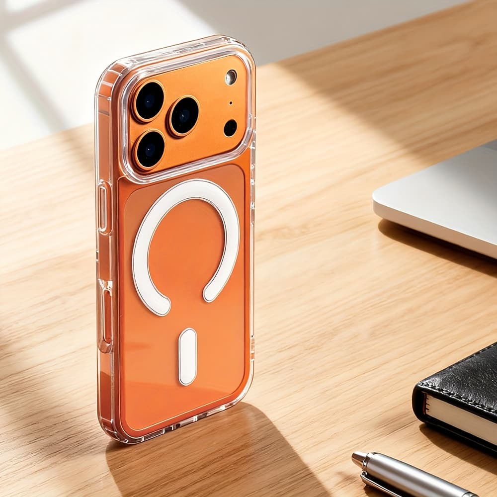 TEMU Phone Case - New Transparent Magnetic Wireless Charging Phone Case For Iphone 17 Pro Max Air 16 15 14 13 11 Pro Max Luxury Shockproof Clear Hard Back Cover