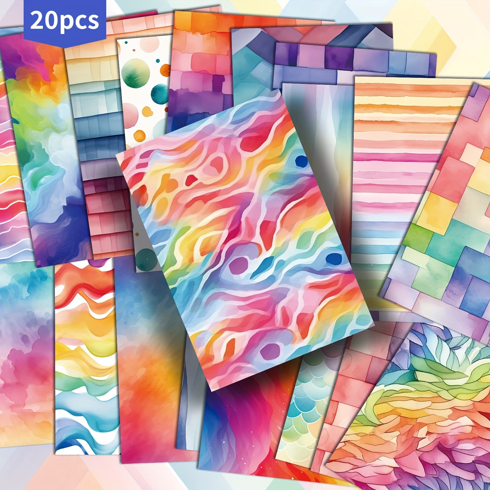 TEMU 20-pack Heavy Watercolor Gradient Background Postcards - 4x6 Inches Mermaid Junk Journal Paper, Classic Pinup Illustrations, Collectible Decorative Painting Cards For Scrapbooking And Crafting